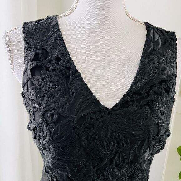 Club Monaco Black Lace Overlay Fitted Pencil Dress Work Party - Size 4 - Picture 2 of 7